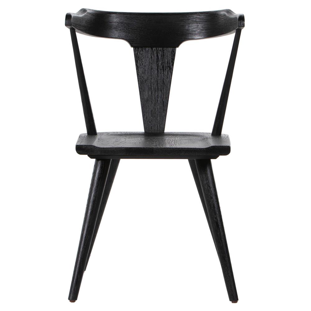 Antonio Mid Century Modern Black Oak Barrel Back Dining Chair
