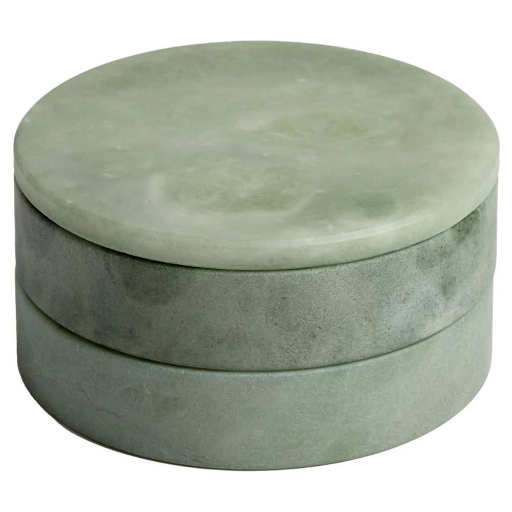 Suri Modern Green Alabaster Round Swivel Decorative Box|