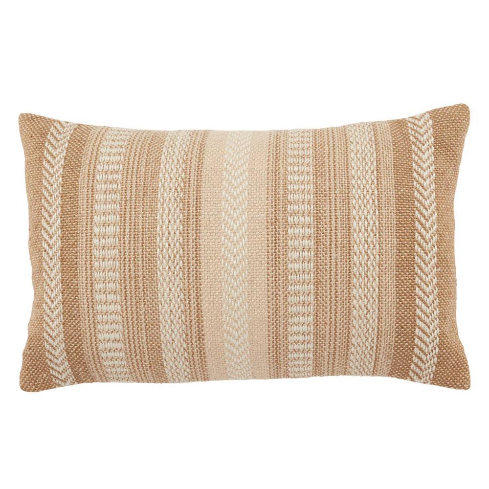 Papyrus Global Beige Striped Indoor Outdoor Lumbar Pillow - 13x21|