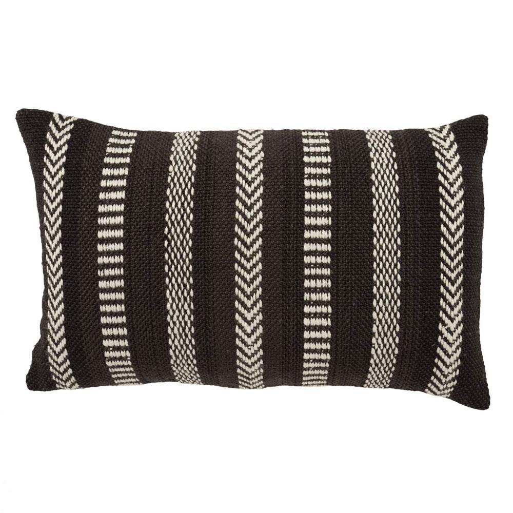 Papyrus Global Black Striped Indoor Outdoor Lumbar Pillow - 13x21|
