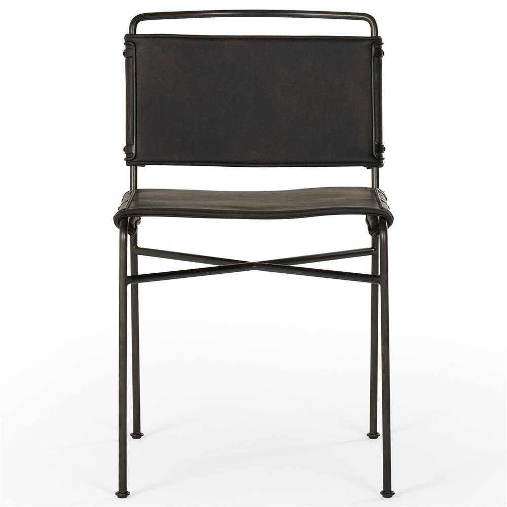 Oxton Industrial Loft Black Seat Iron Frame Dining Side Chair|