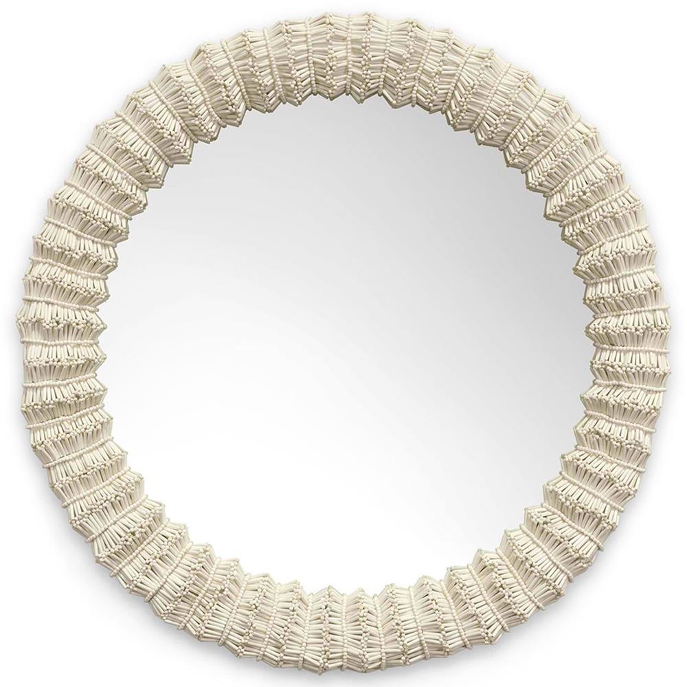 Palecek Antigua Coastal Beach White Wood Beads Round Accent Wall