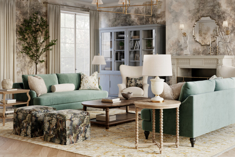 Forest Hills Living Room | Kathy Kuo Home